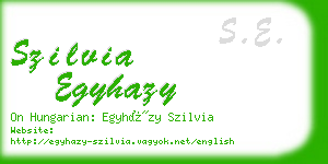 szilvia egyhazy business card